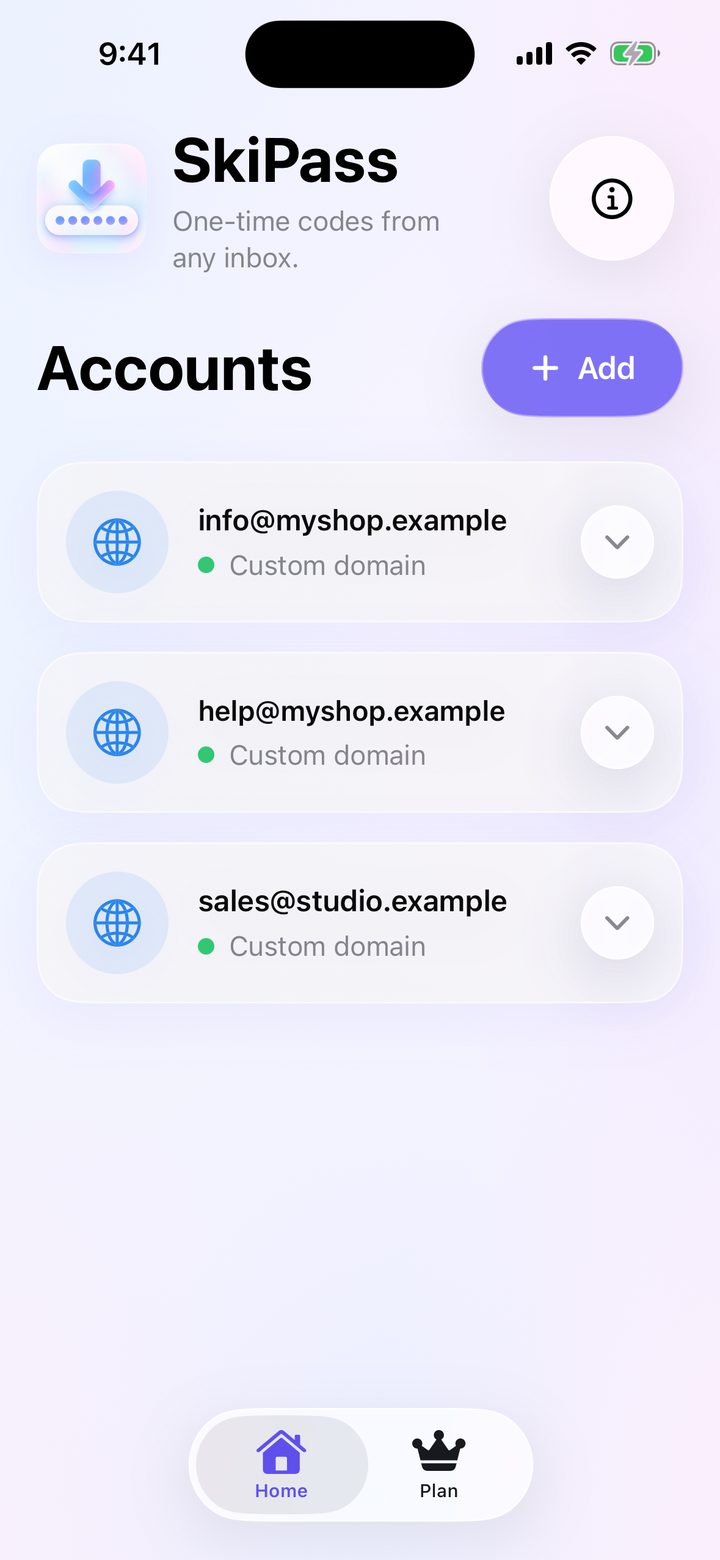 Accounts: Gmail, Outlook or any IMAP mailbox